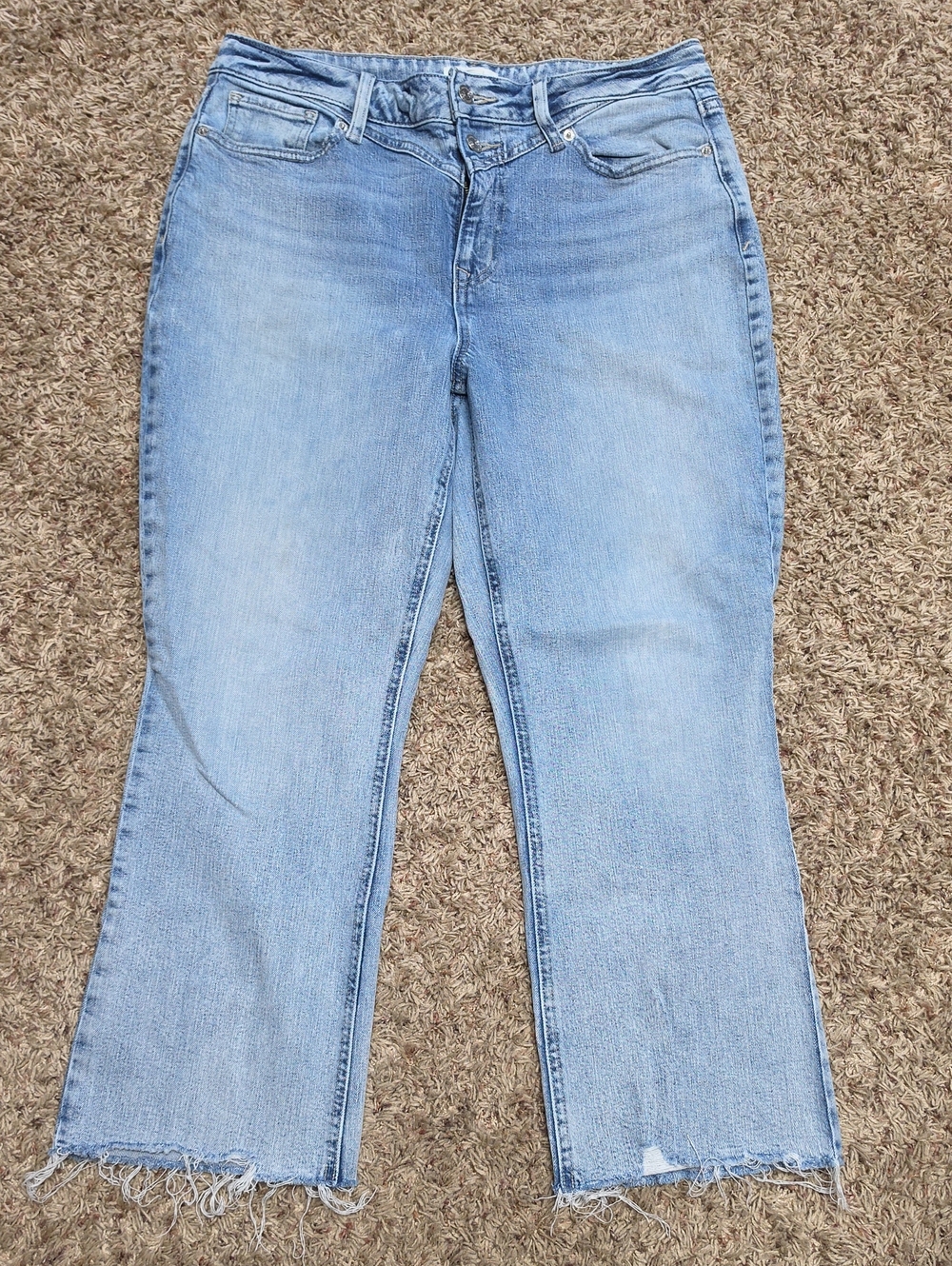Maurices Light Blue Flare Jeans with Frayed Hem